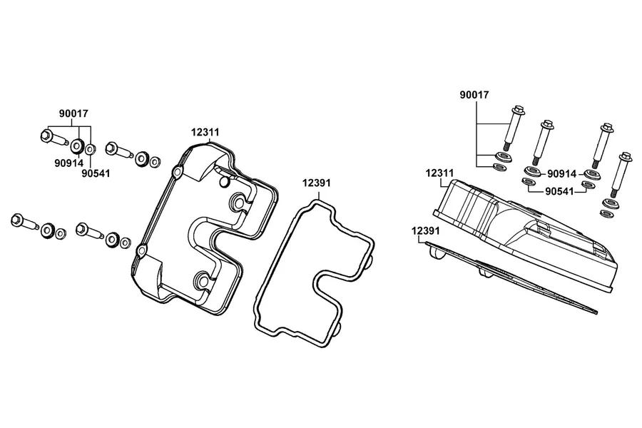 E01 Cylinder Head Cover parts diagram