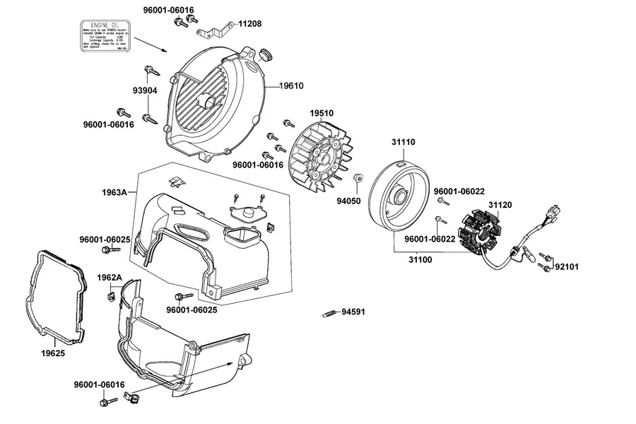 E08 Fan Cover and Generator parts diagram