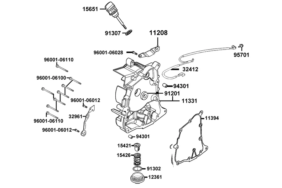 E04 Right Crankcase Cover parts diagram