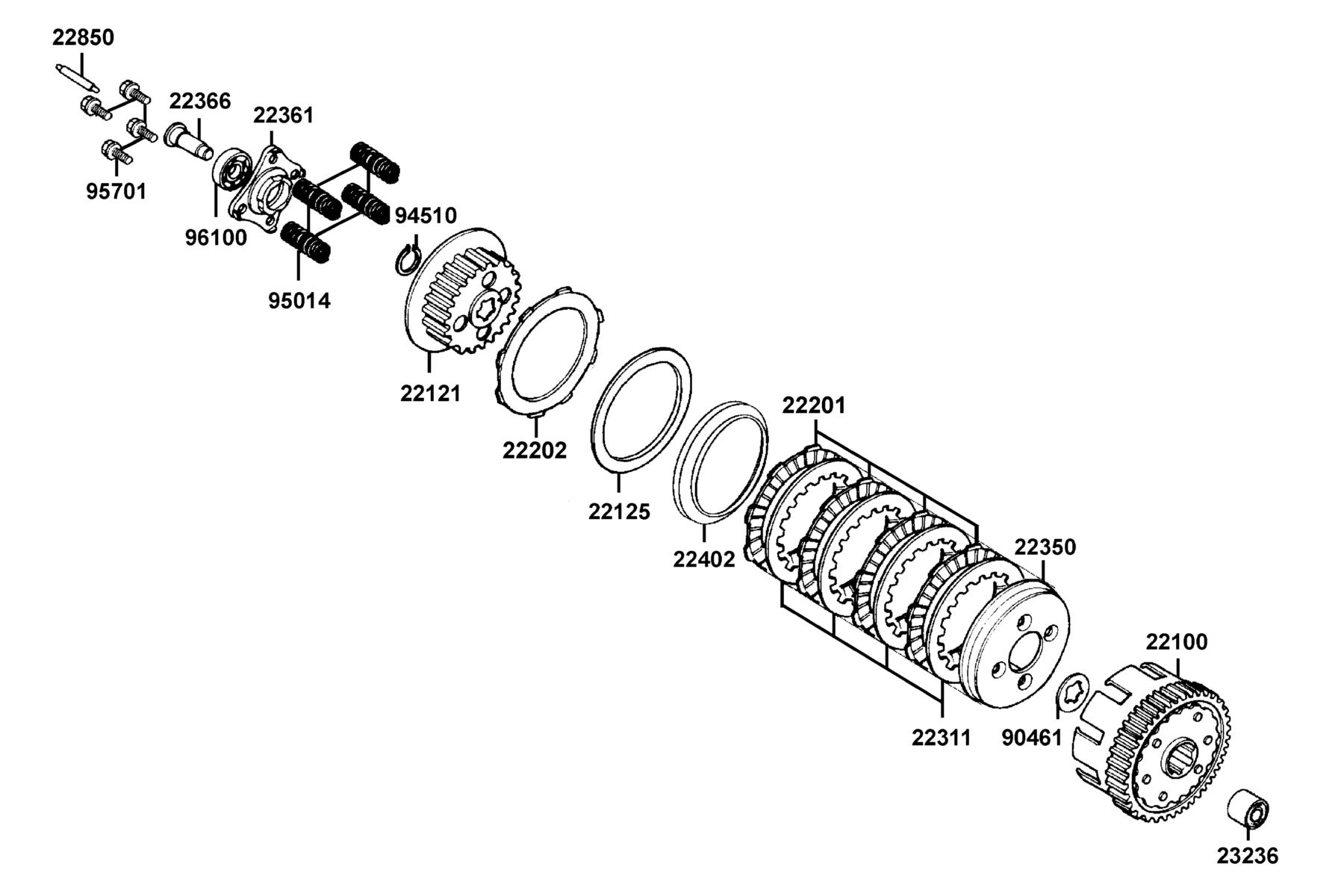 SPADE 150 FI(2020) Clutch parts diagram