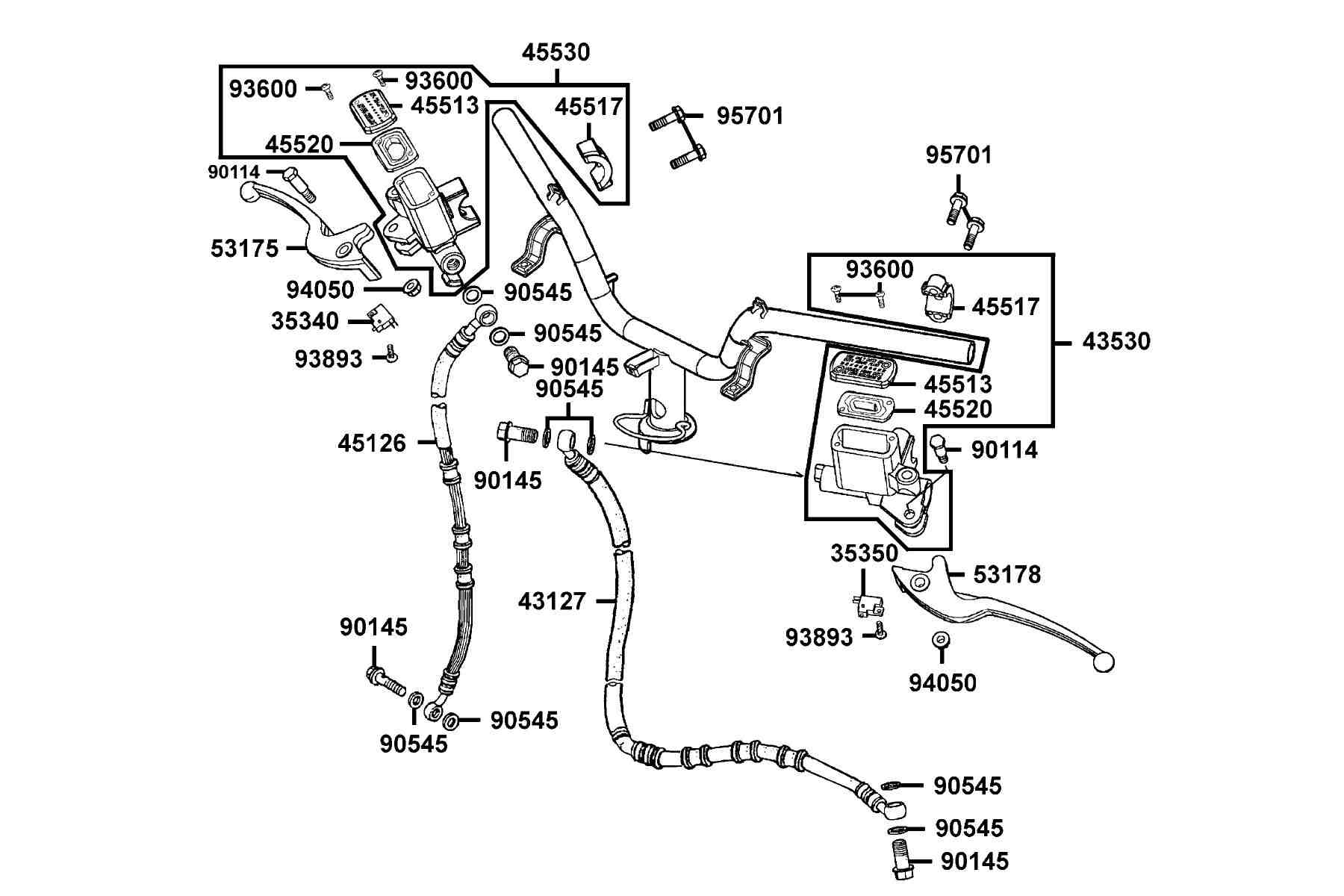 KYMCO People 250 (2004-2007) Brake Master Cylinder parts diagram