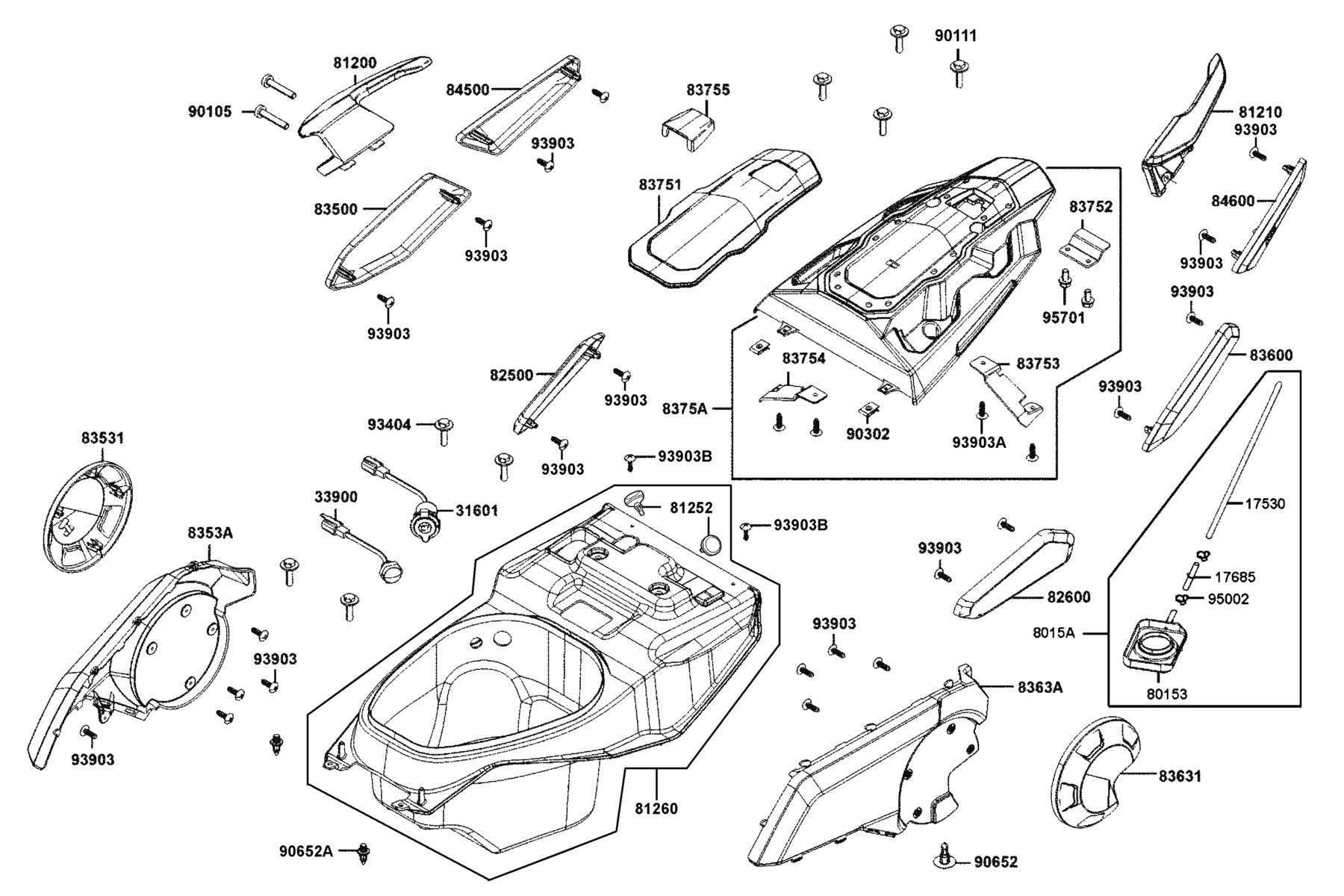 CV3 BOX  LUGGAGE parts diagram