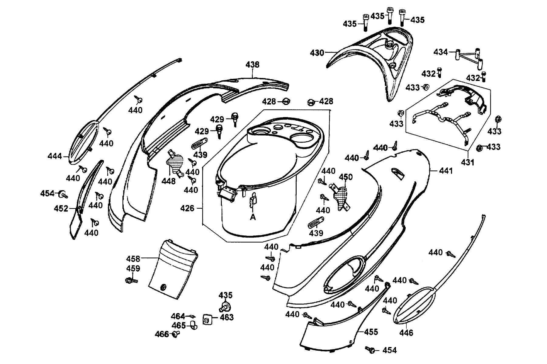 KYMCO PEOPLE 50 (2000-2007) Body Cover and Luggage Box parts diagram