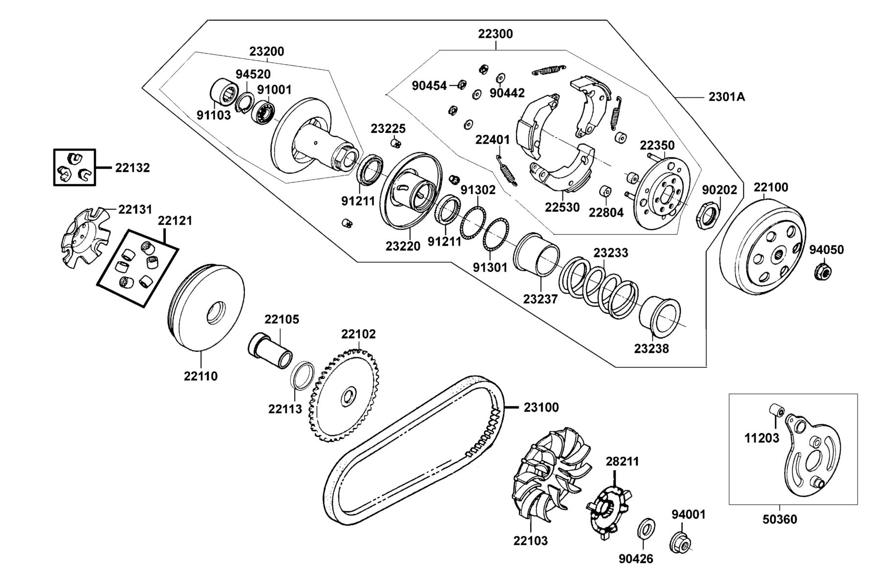 Mongoose 70s(2020) Driven Pulley parts diagram