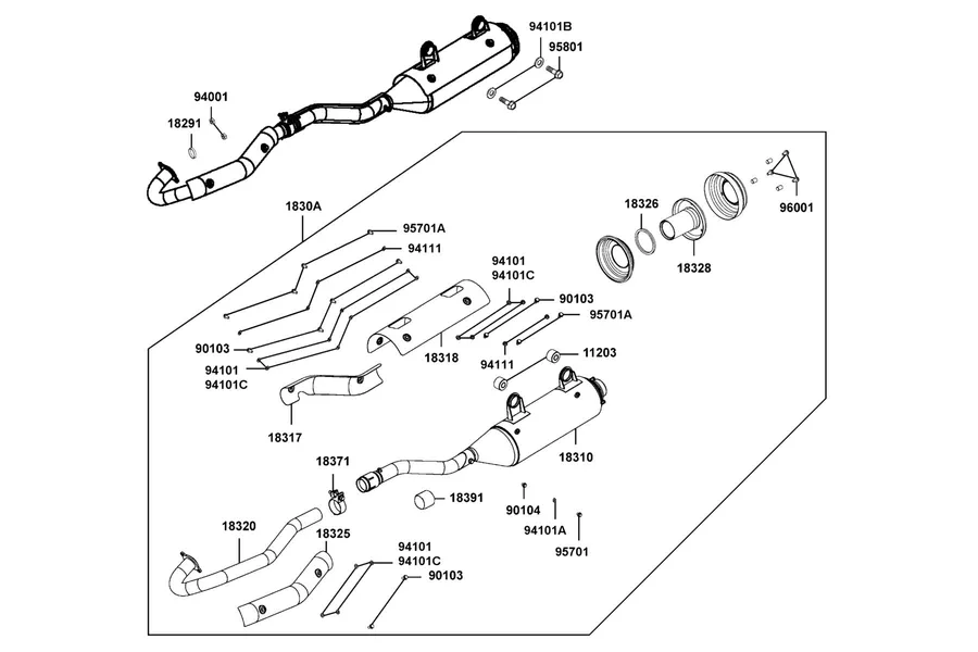 F14 Exhaust Muffler parts diagram
