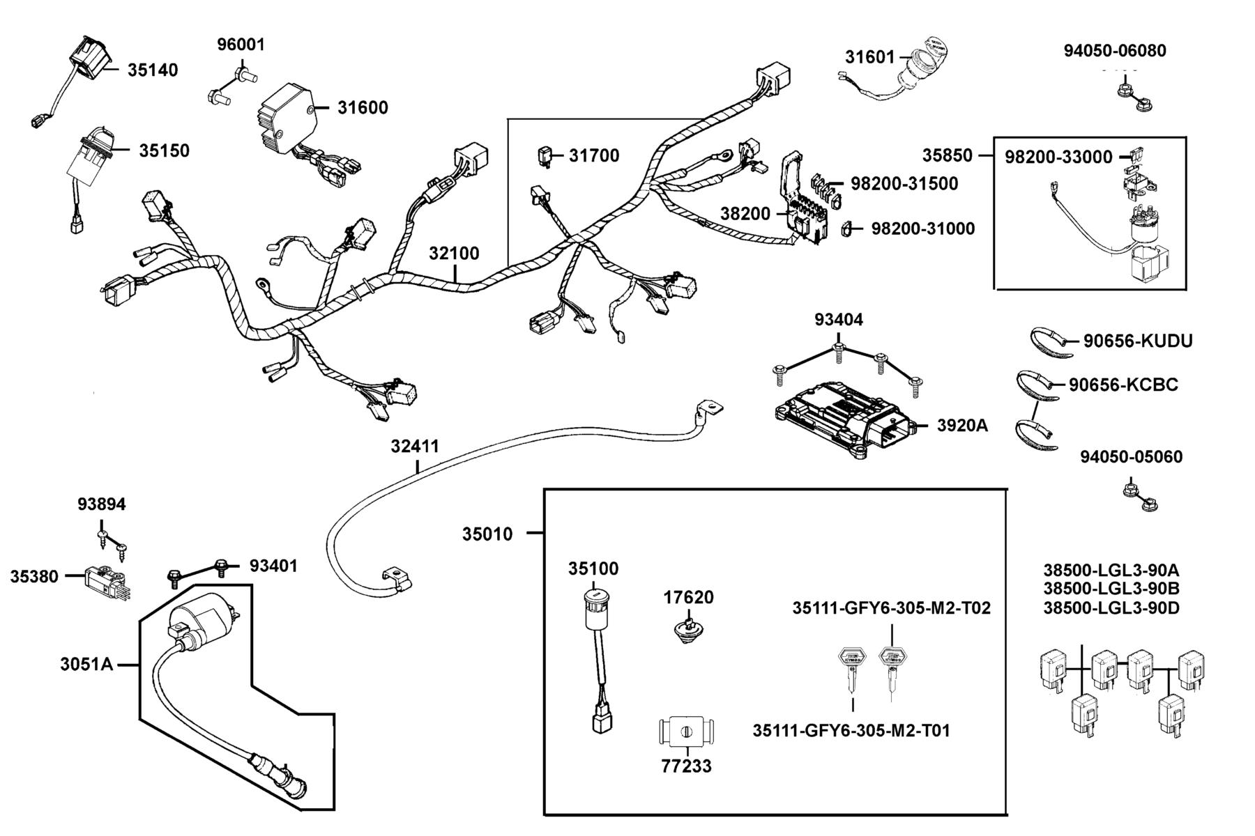 UXV 700i TURF (2016~) Harness Wire parts diagram