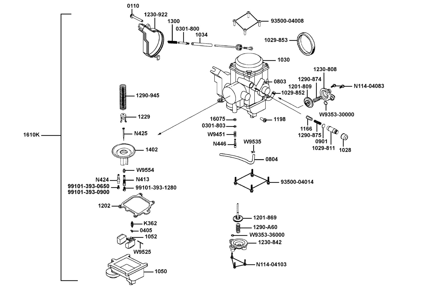 KYMCO MXU 500 (OFF ROAD) Carburetor parts diagram