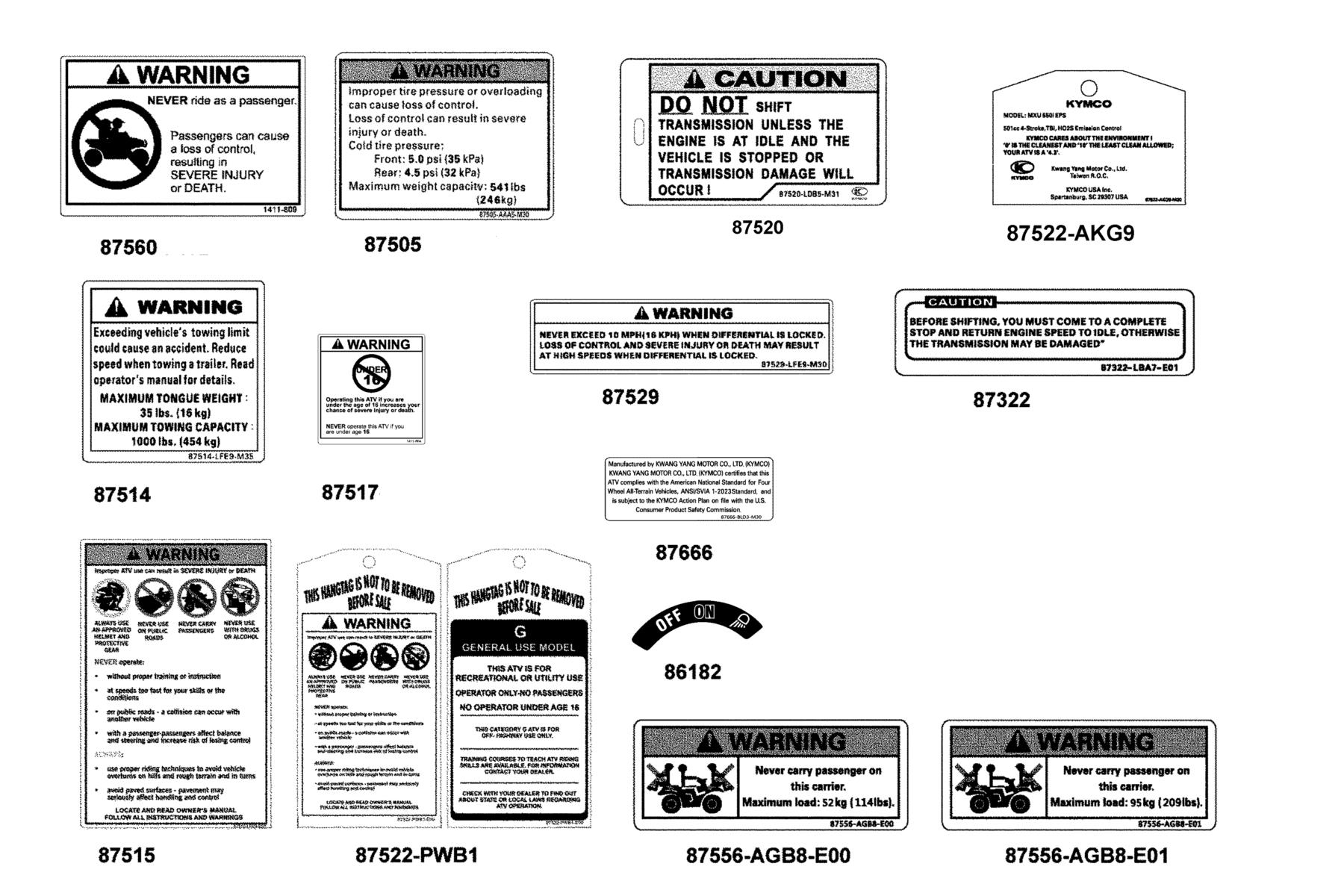 MXU 550i EPS(2025MY) Caution Label parts diagram