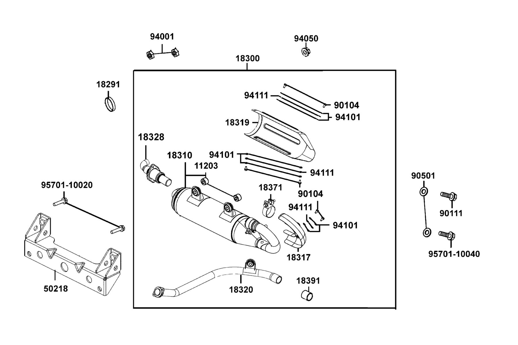 UXV 500i (2017~) Exhaust Muffler parts diagram