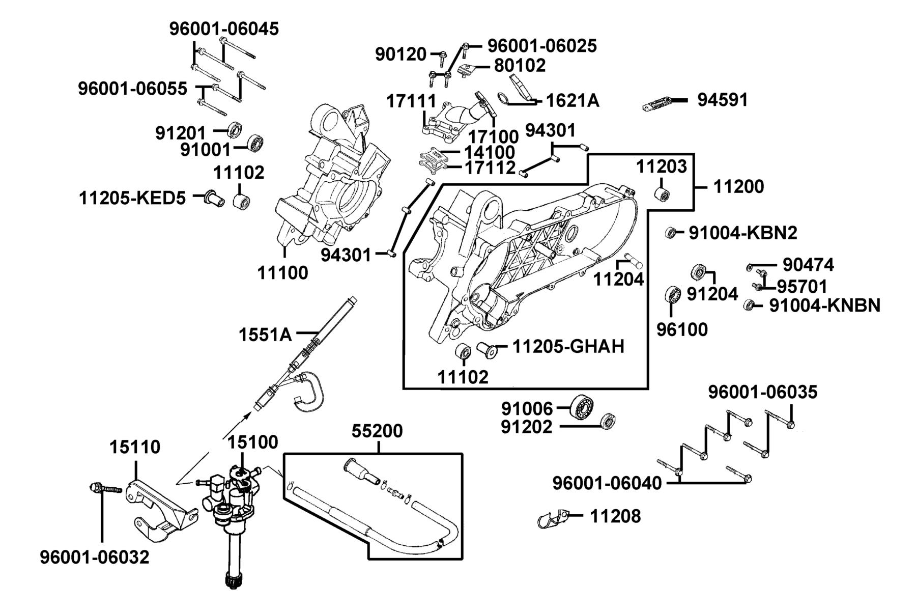 KYMCO SUPER 8-50 (2011+) Crankcase parts diagram