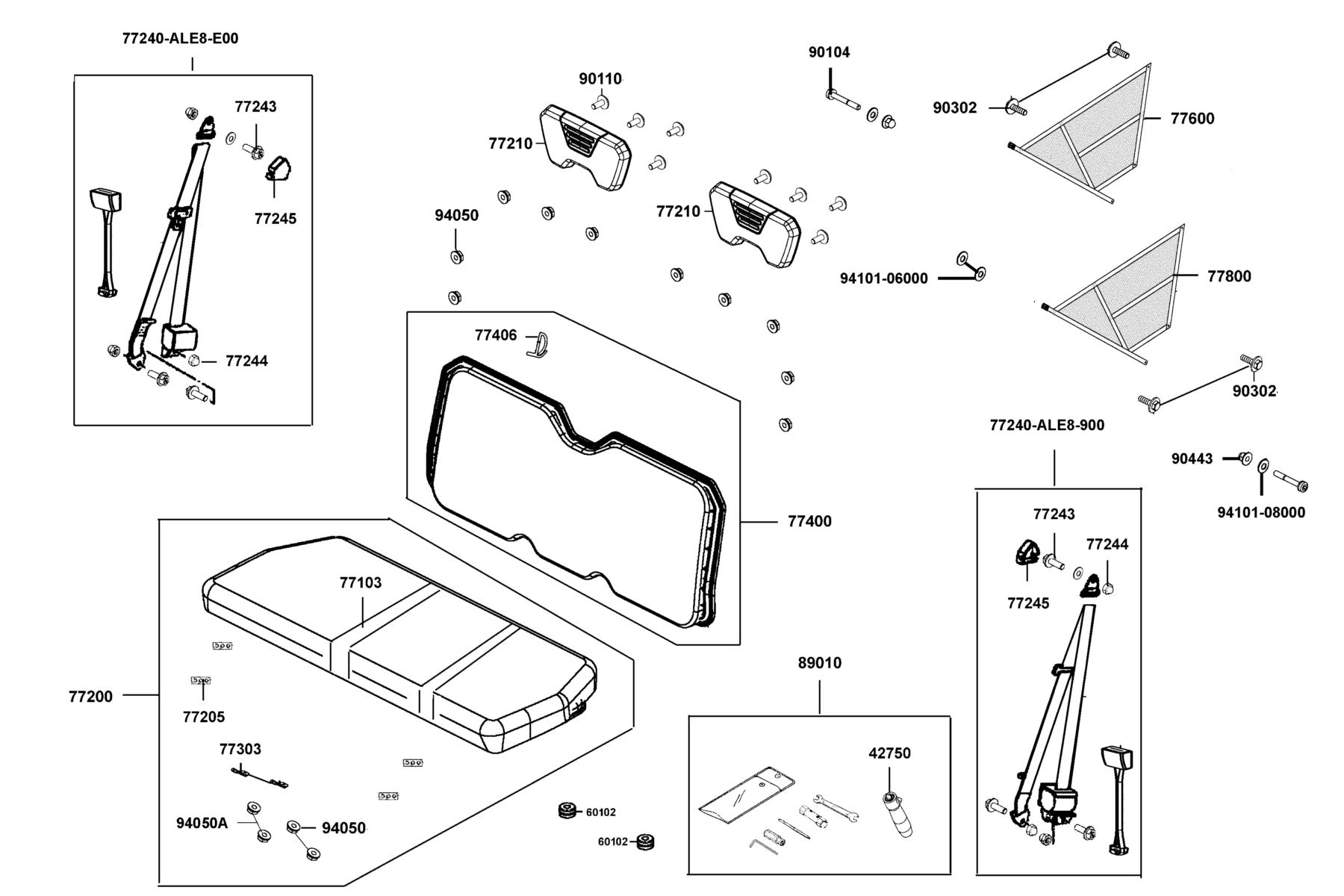 UXV 450i (2022MY) Seat Assy parts diagram