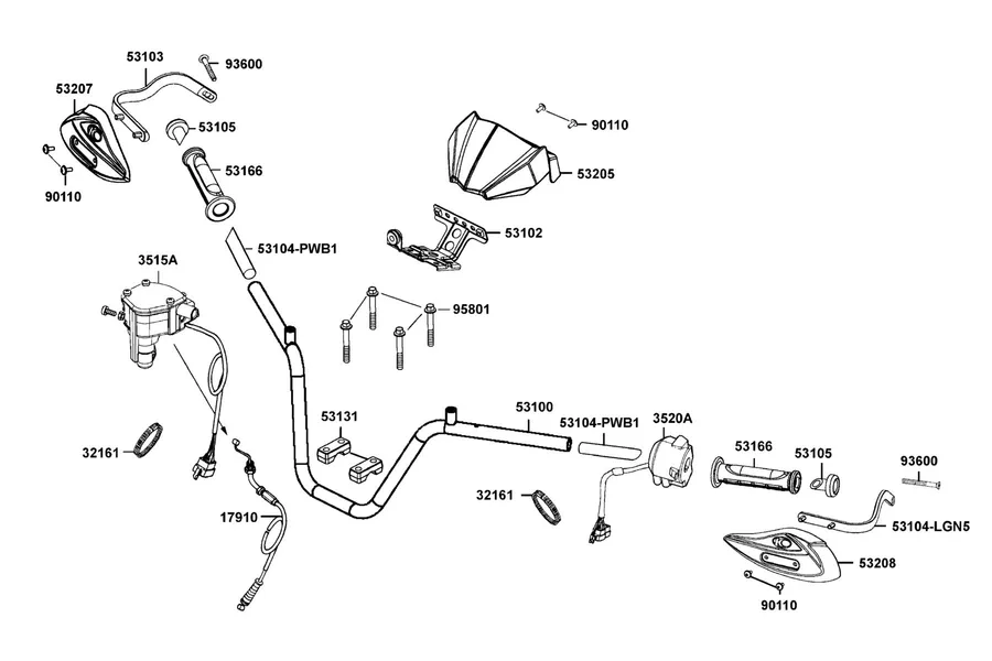 F03 Tube Handlebar parts diagram
