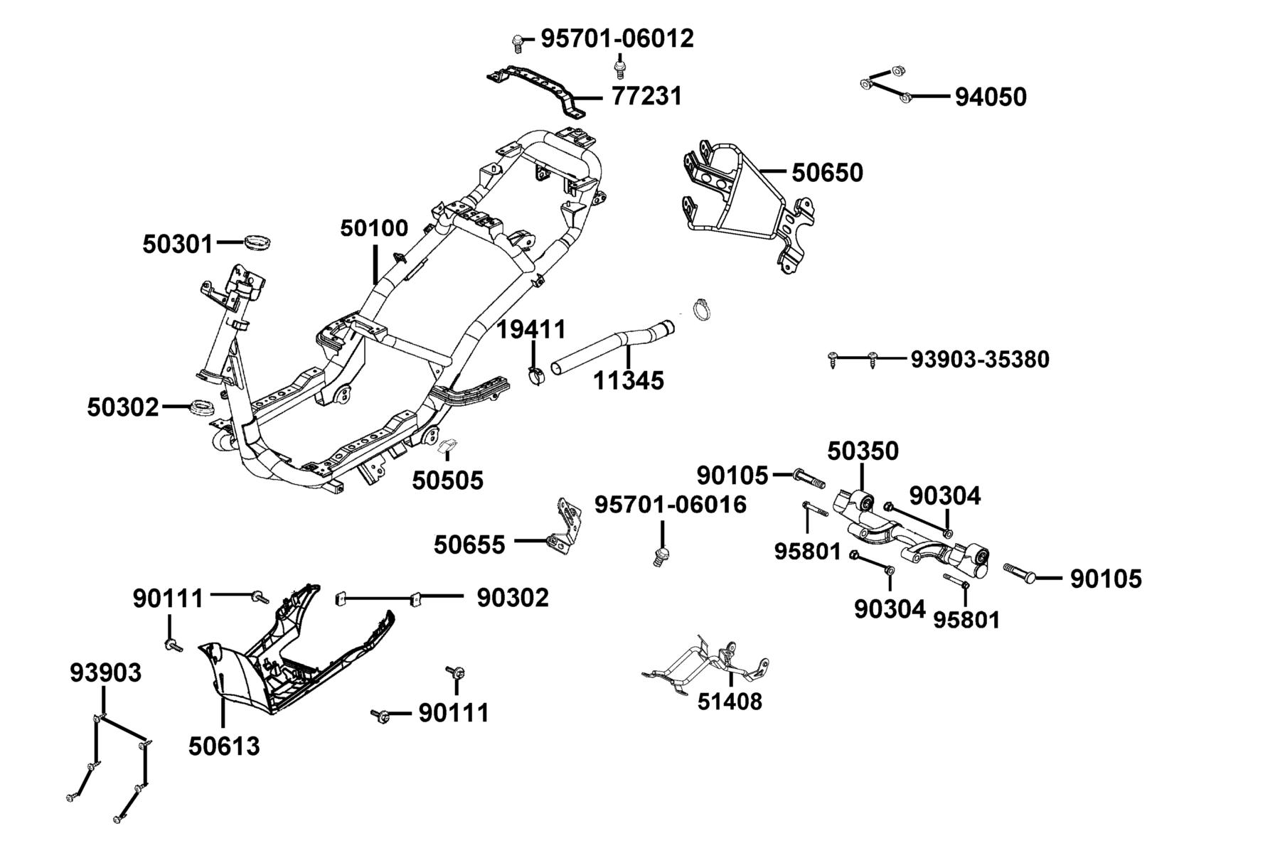 SUPER 8 50X MY2026 Frame Body parts diagram