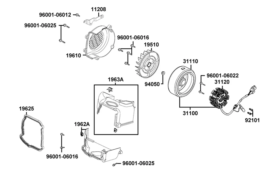 E07 Fan Cover and Generator parts diagram