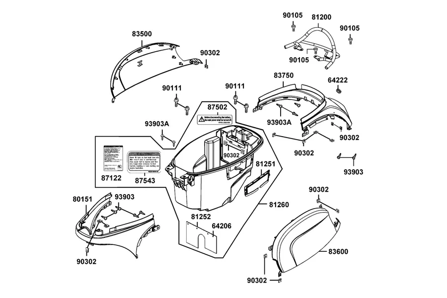 F12 Body Cover and Luggage Box parts diagram