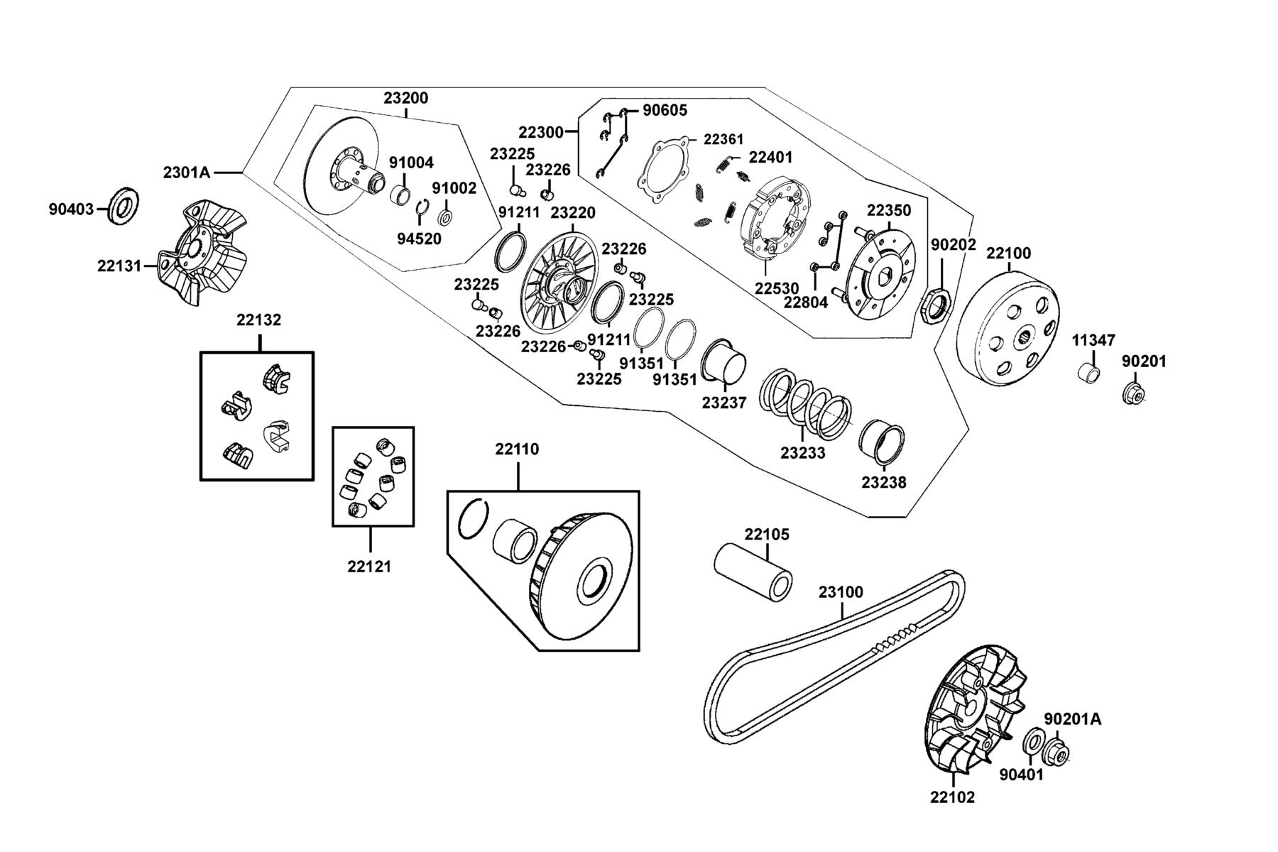 DOWNTOWN GT 350 Drive Pulley parts diagram