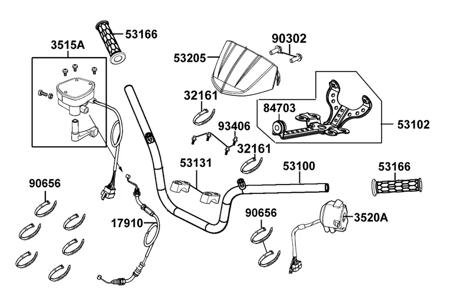 F03 Handle Steering parts diagram