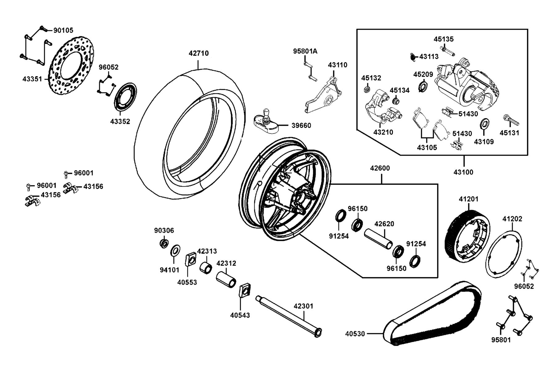 AK550 2022 Rear Wheel parts diagram