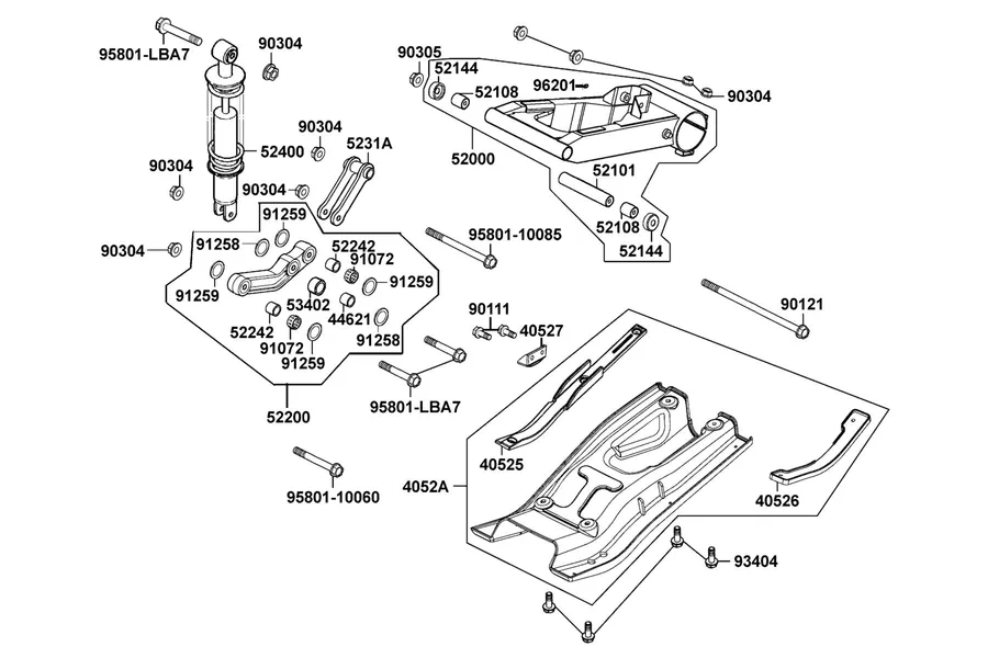 F18 Rear Fork parts diagram