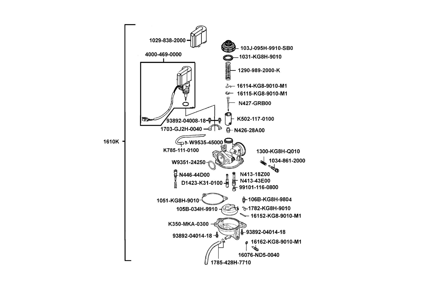 KYMCO Mongoose 90 (2009) Carburetor parts diagram