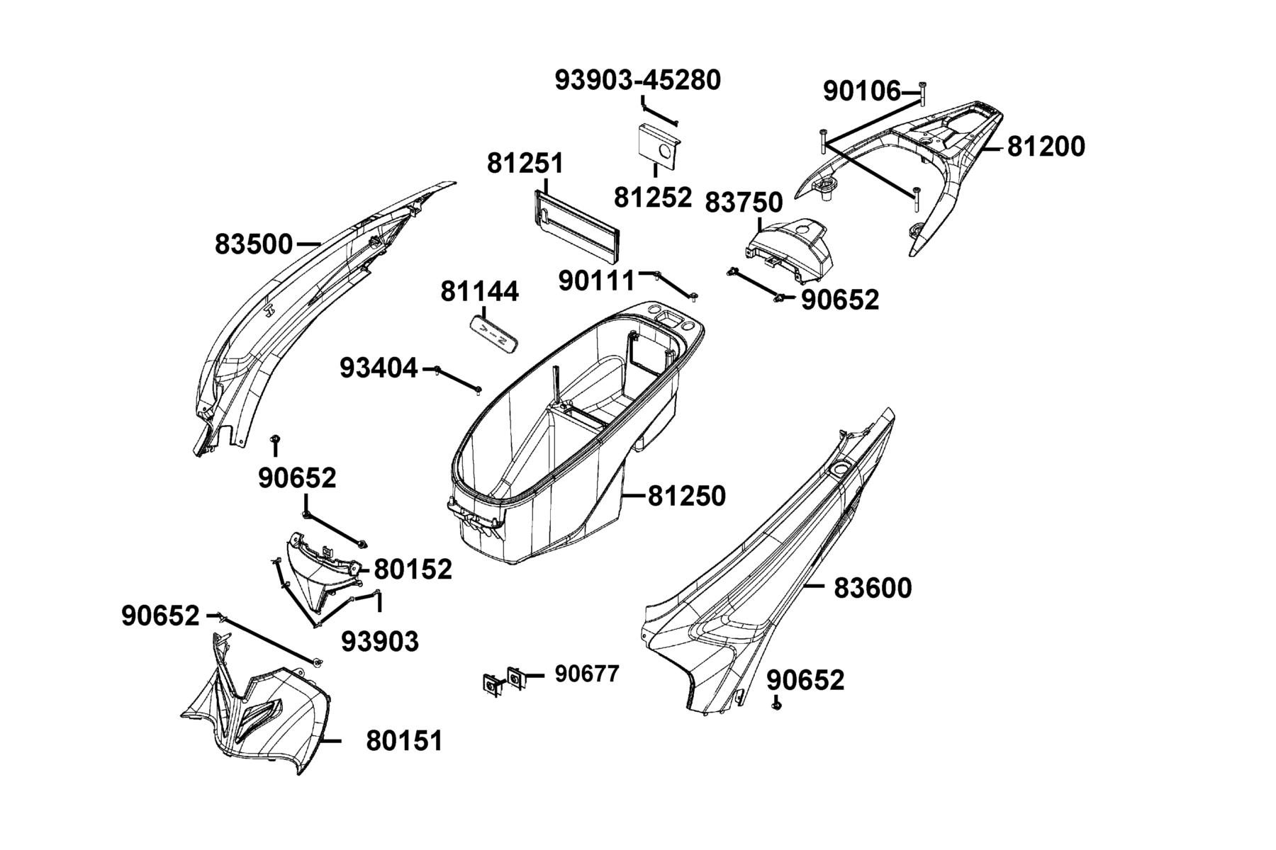 New People S 150(2020~ Body Cover ● Luggage Box parts diagram
