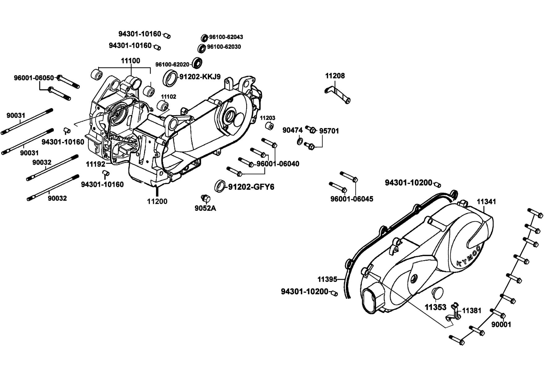 LIKE 200(2010~) Crank Case parts diagram