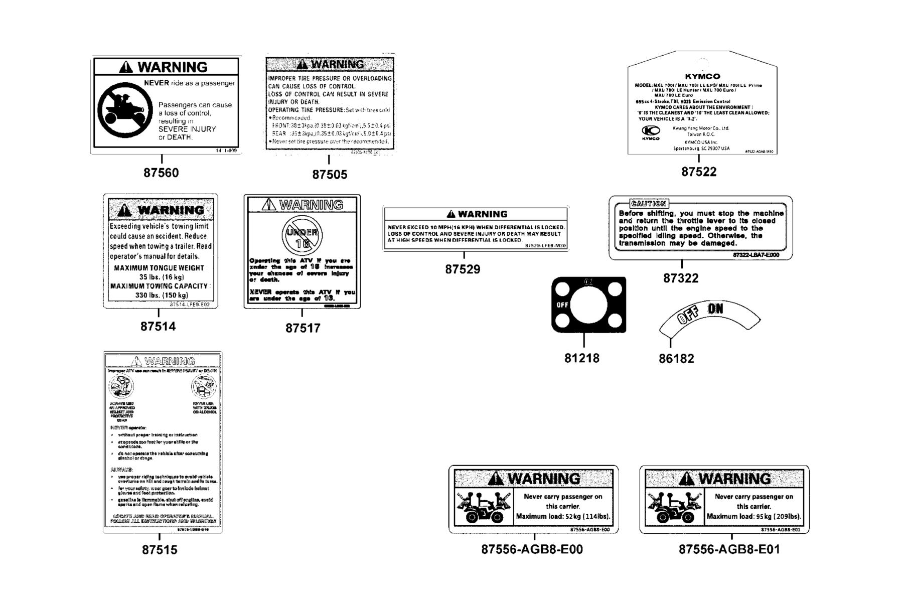 MXU 700 Exi(2019) Caution Label parts diagram