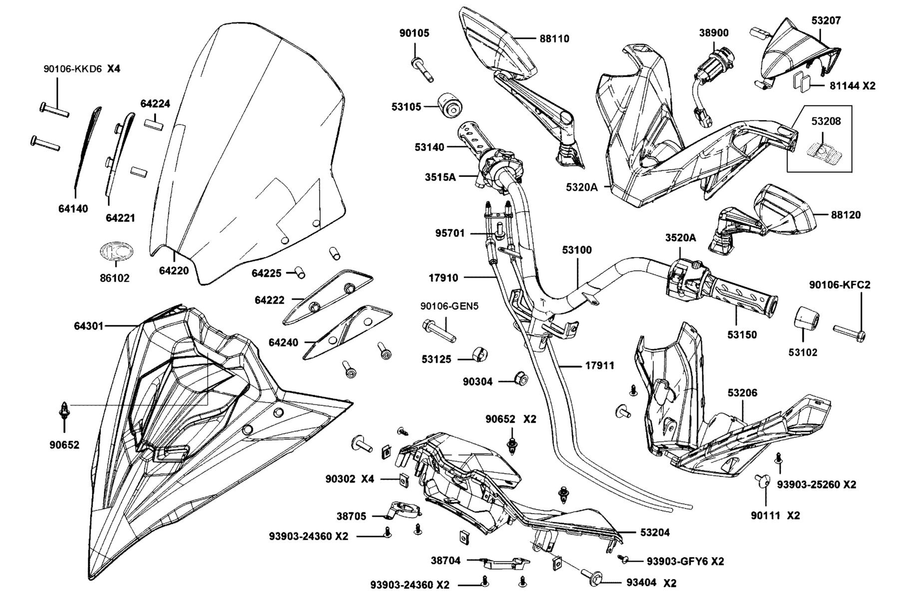 DOWNTOWN GT 350 Handle Steering parts diagram