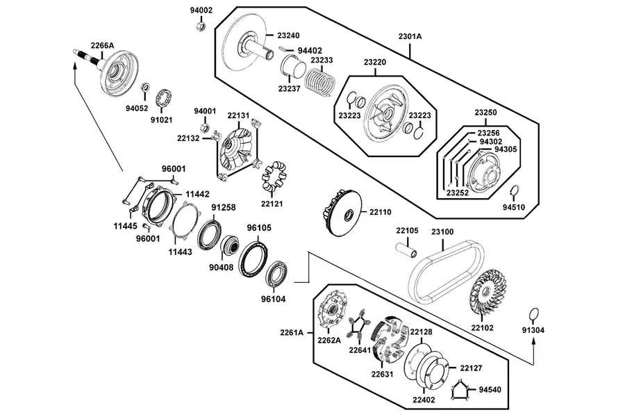 E06 Drive Pulley parts diagram