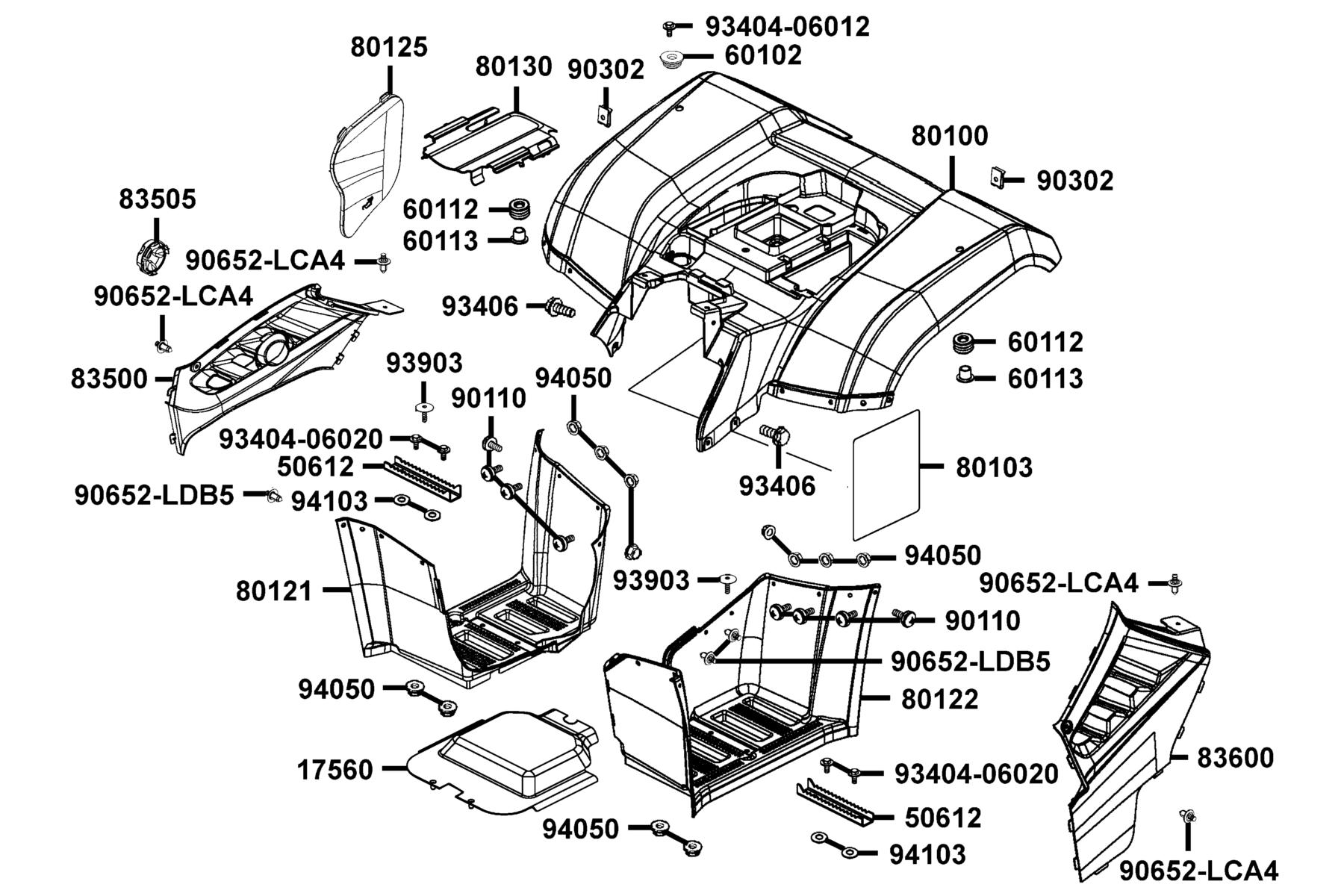 MXU 450i (2017~) Fender Rear ● Mudguard  Floor parts diagram