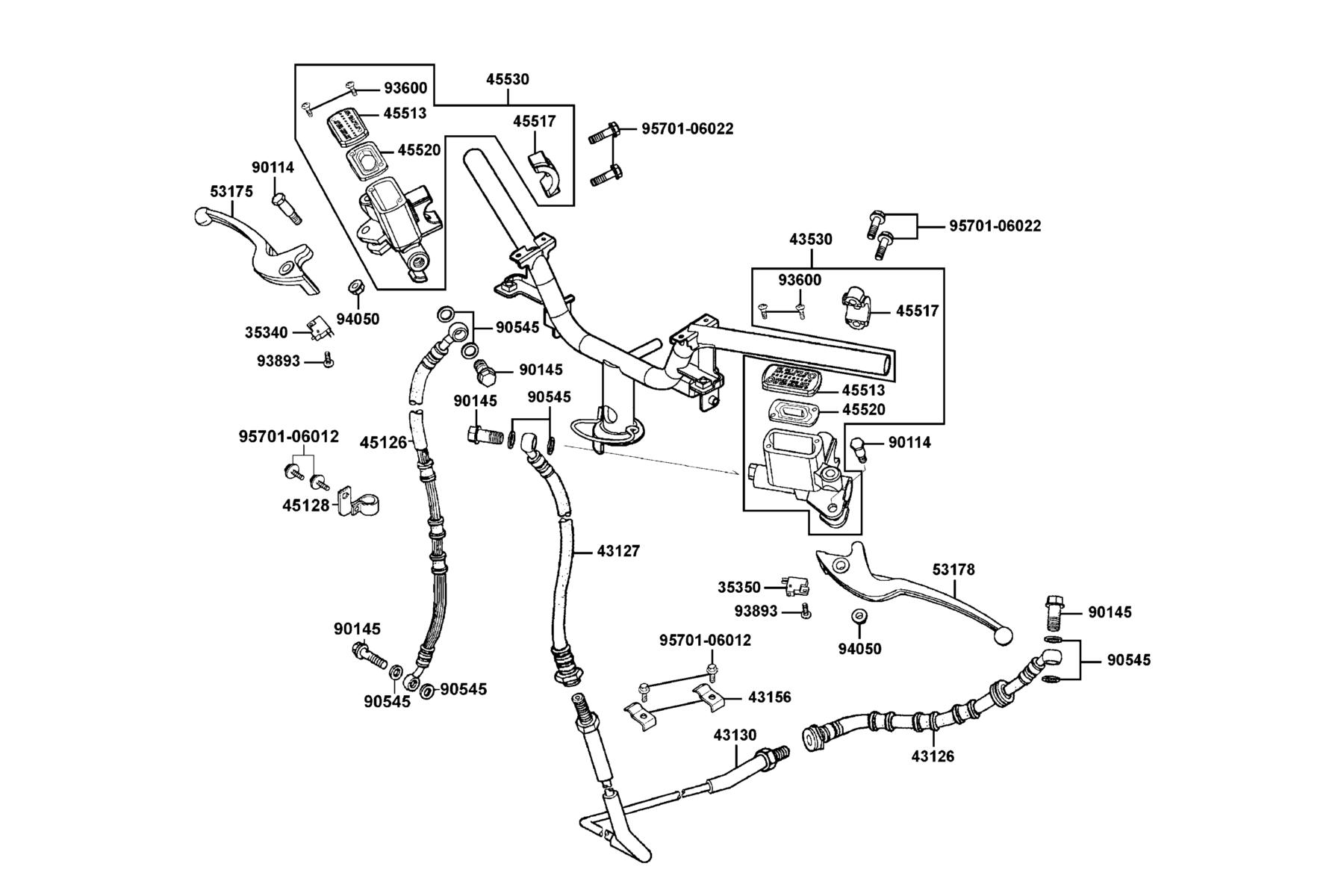 KYMCO B&W 150 Brake Master and Cylinder parts diagram