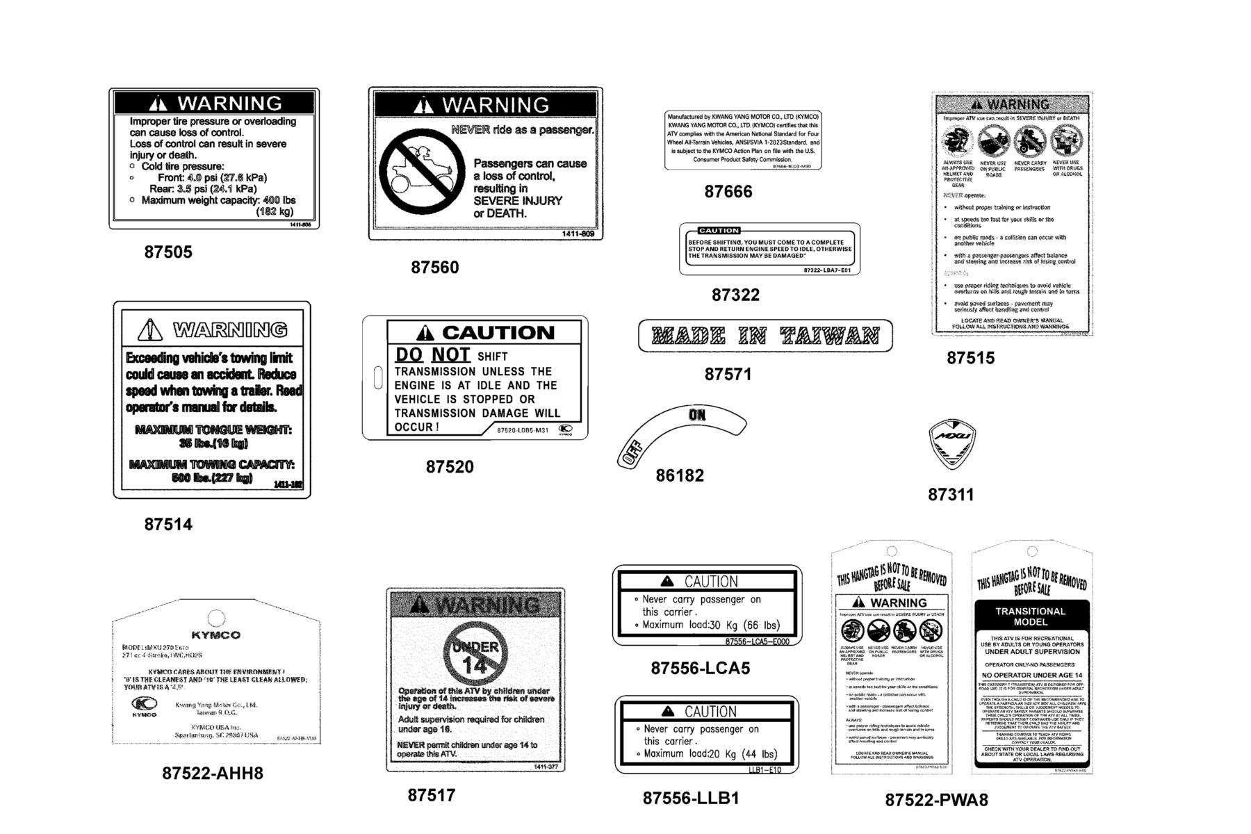 MXU 270I EURO 2026MY Caution Label parts diagram