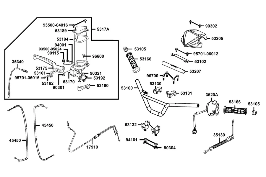 F01 Handle Steering and Handle Cover parts diagram