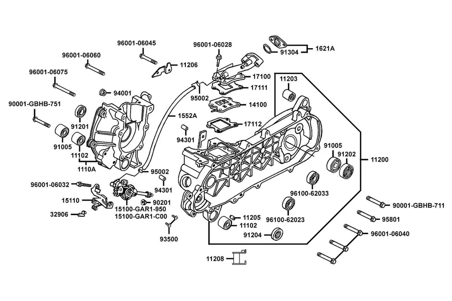 E09 Crankcase and Oil Pump parts diagram