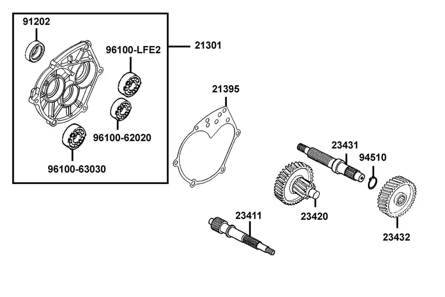 E08 Transmission parts diagram