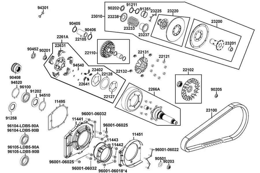 E05 Drive Pulley parts diagram