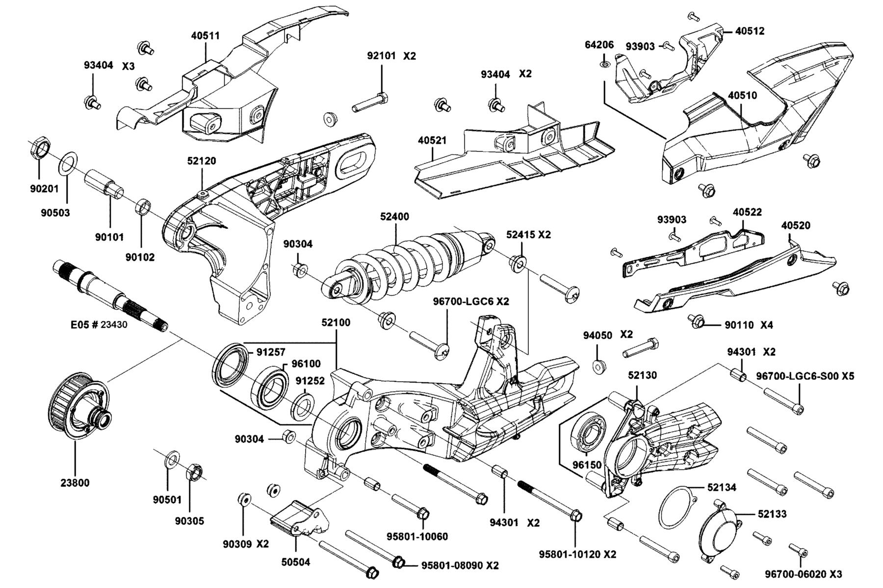 AK550 ST Rear Cushion parts diagram