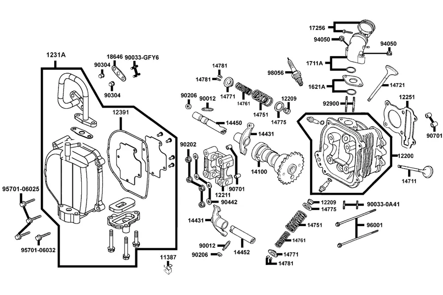 E02 Cylinder Head parts diagram