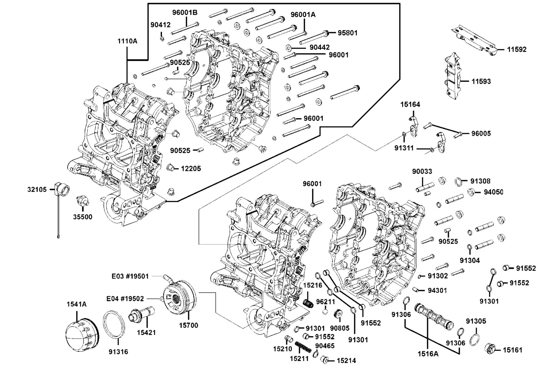 AK550 2022 Crank Case parts diagram