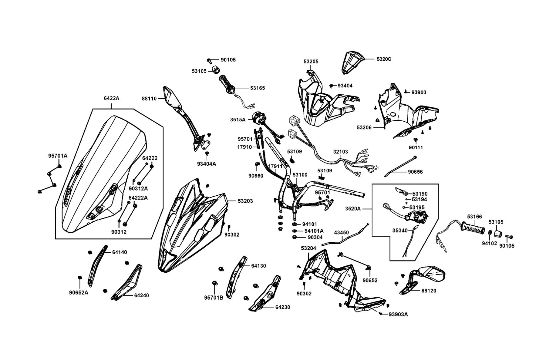AK550(2021) Handle Steering●Handle Cover parts diagram