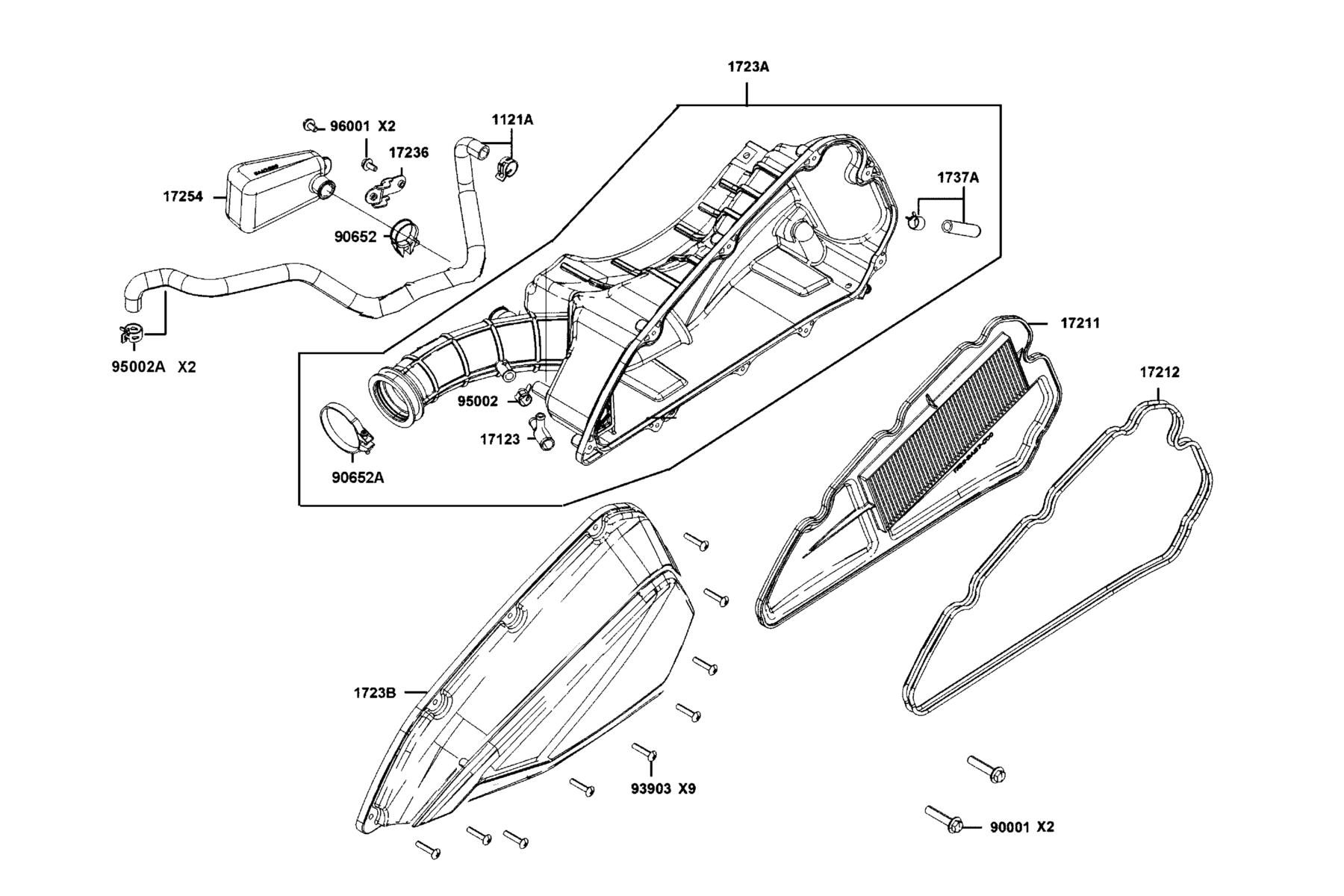 DOWNTOWN GT 350 Air Cleaner parts diagram