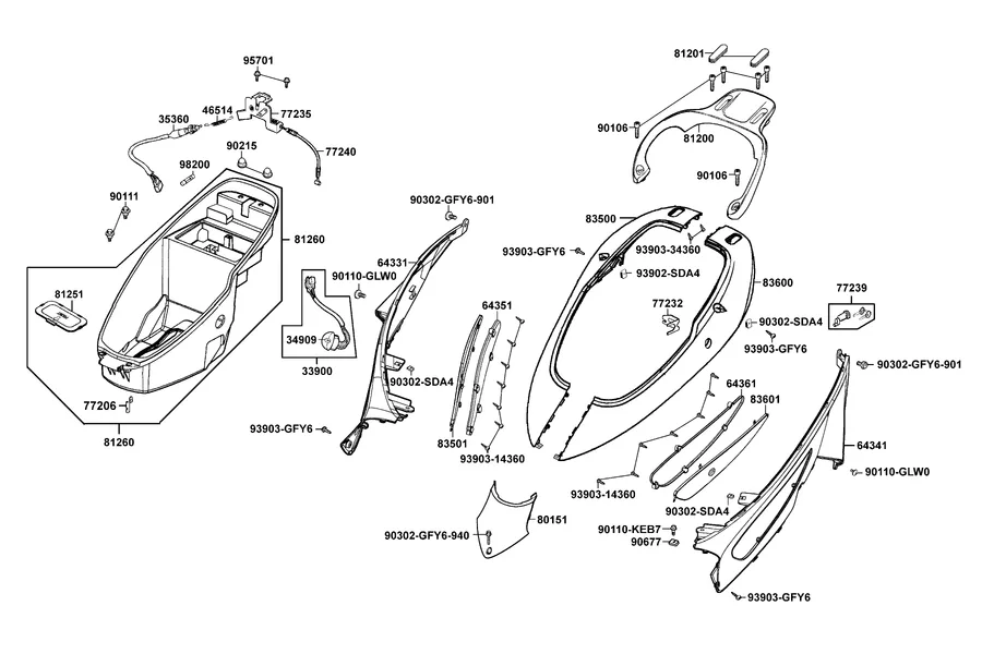 F12 Body Cover and Luggage Box parts diagram