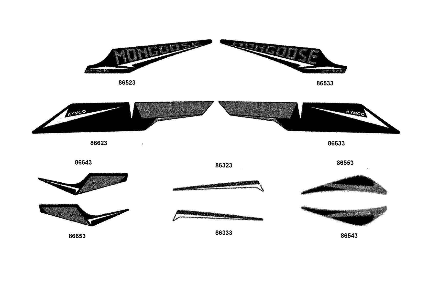 MONGOOSE 270I 2026EPA Emblem ● Stripe parts diagram