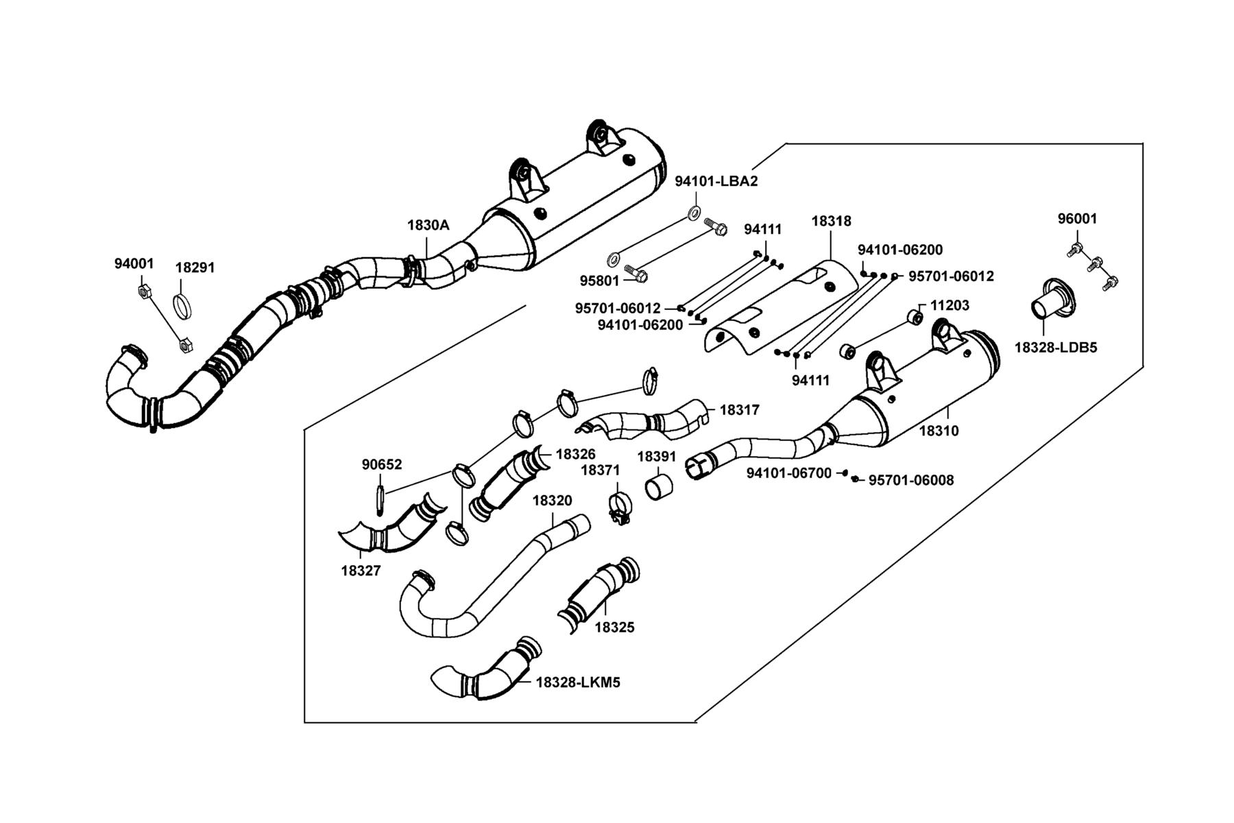 MXU 700i (2016~) Exhaust Muffler parts diagram