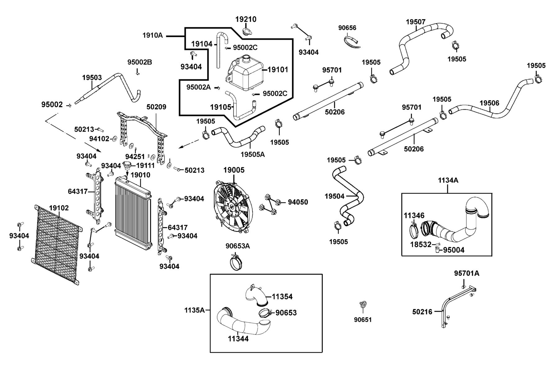UXV 700(2021) Radiator parts diagram