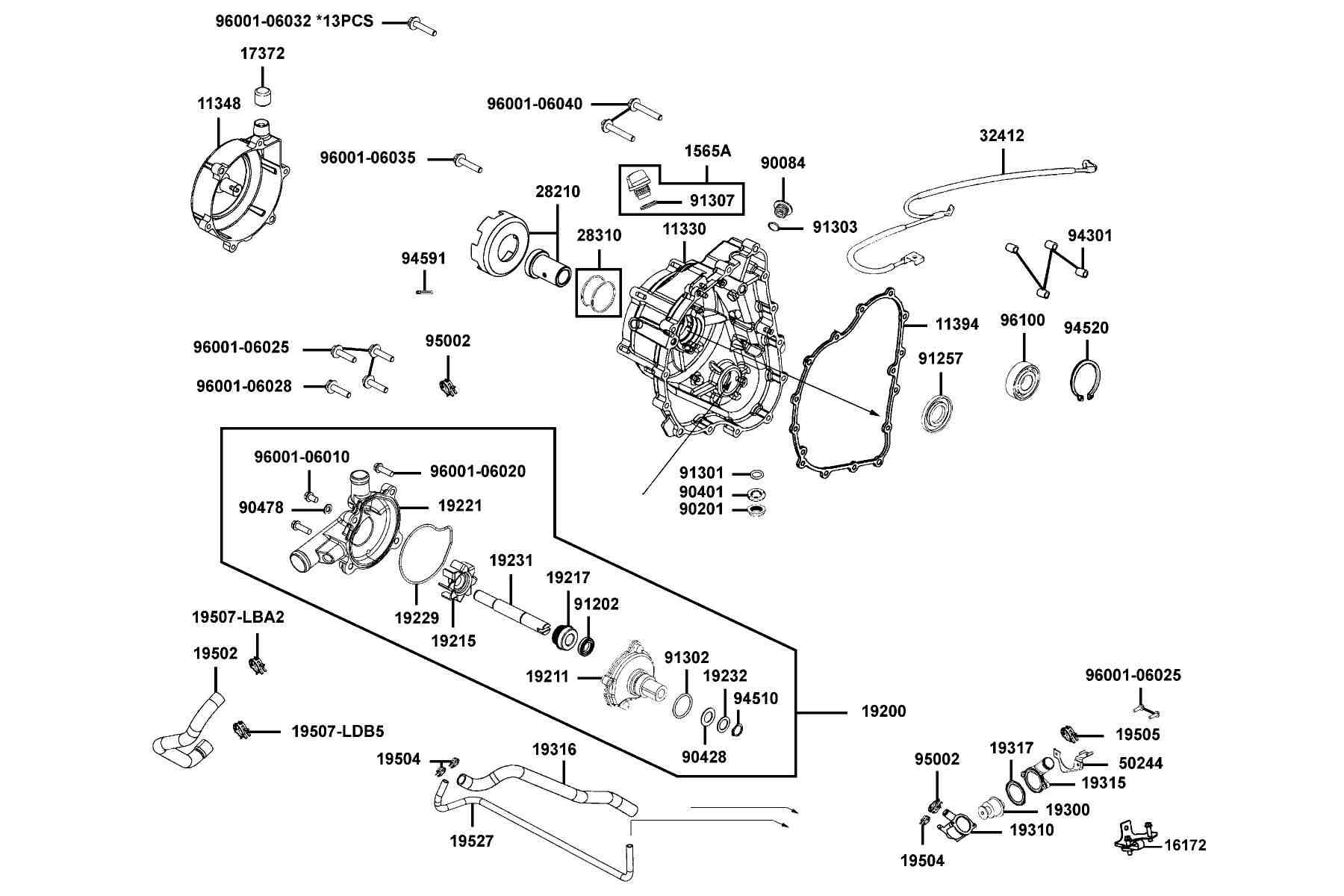 KYMCO UXV 500 (Off Road LE) (2011-2011) Right Crankcase Cover and Water Pump parts diagram