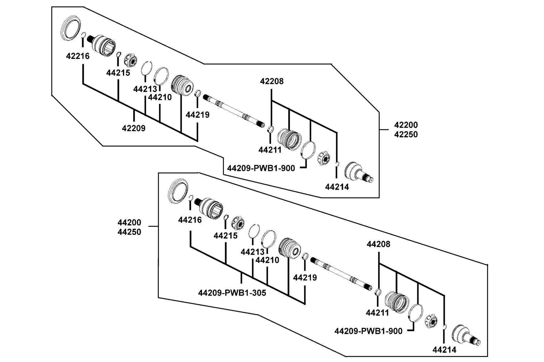 UXV 500i (2016~) Separated Parts Of  Halfshaft parts diagram