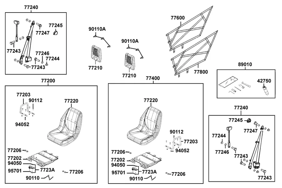 F09 Seat parts diagram