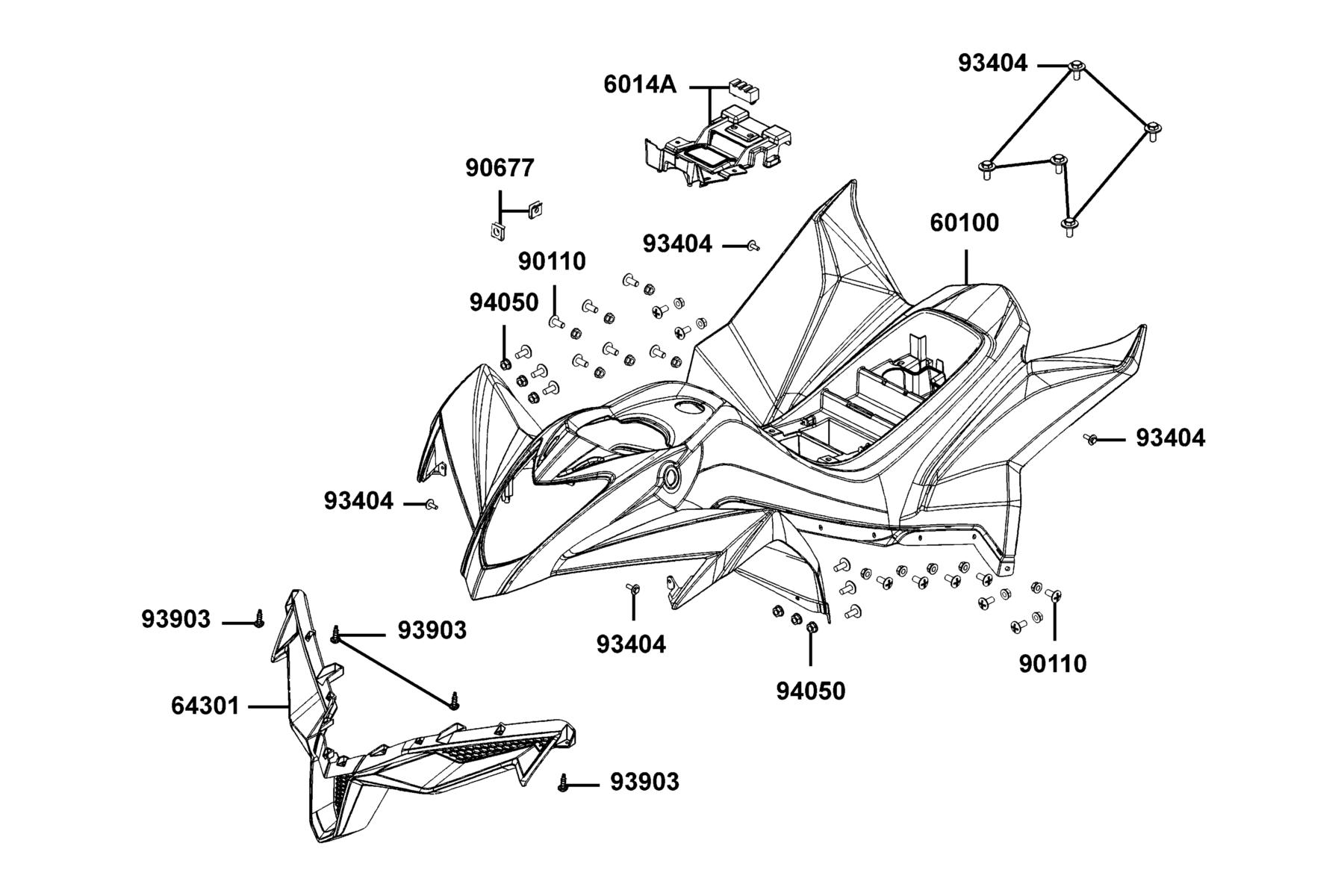 Mongoose 70 S (2016-2017) Front Cover ● Floor Panel parts diagram