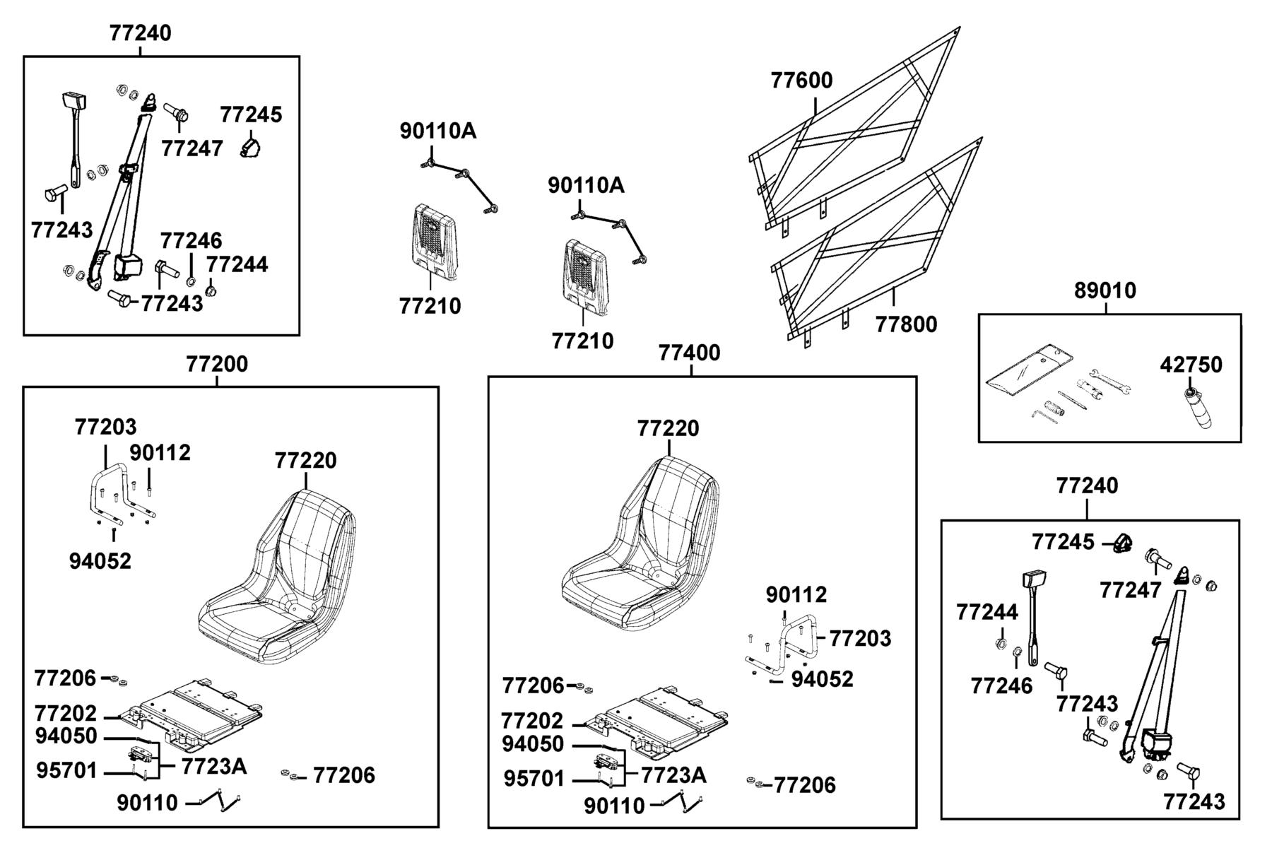 UXV 700i TURF (2017~) Seat parts diagram